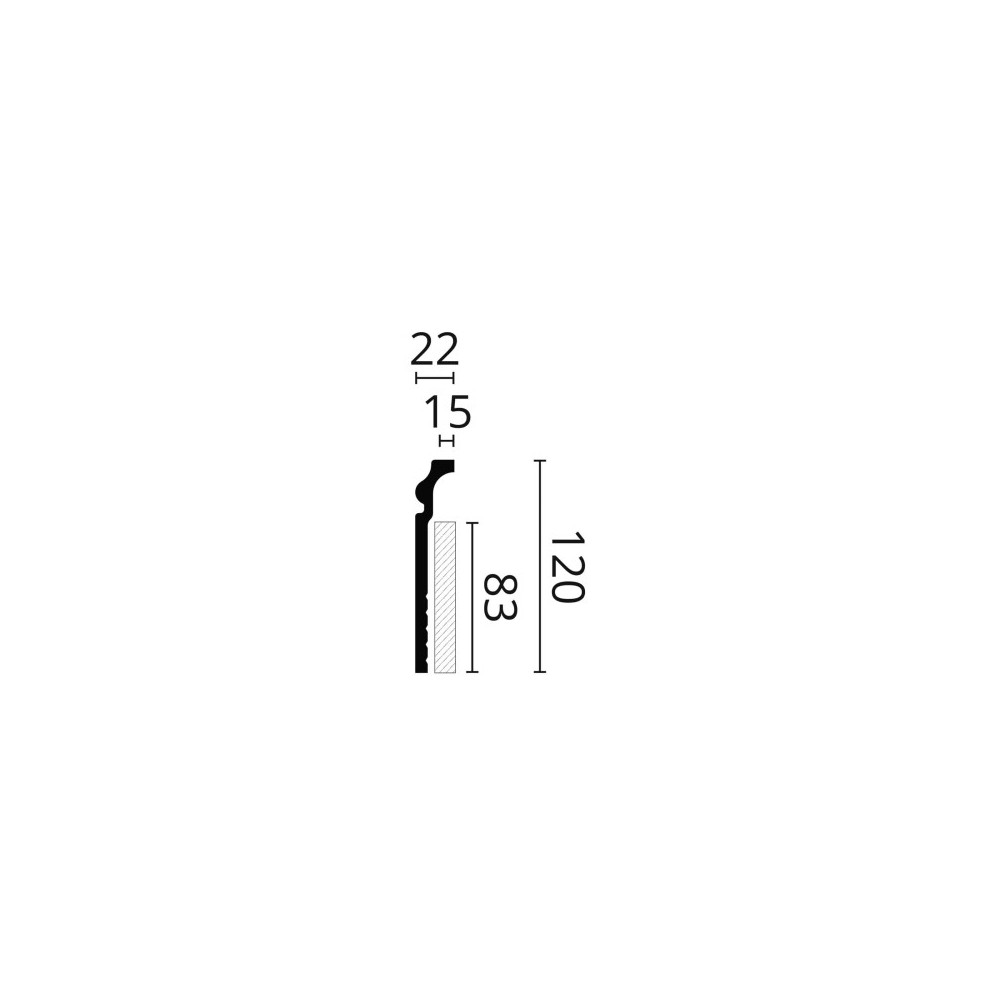 Plintă decorativă WALLSTYL CF3 – 120 × 22 mm, 2 m