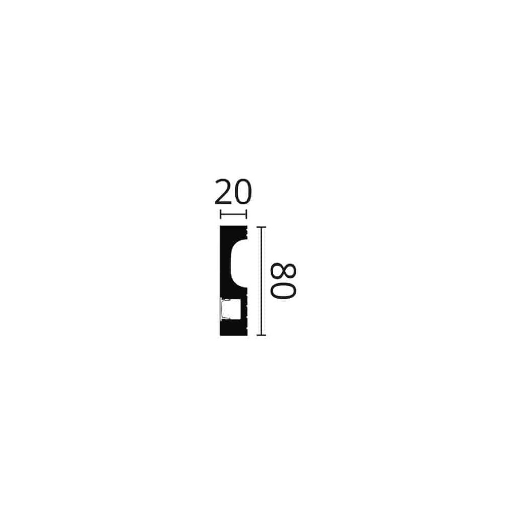 Profil decorativ WALLSTYL IL11 – 80 × 20 mm, 2 m