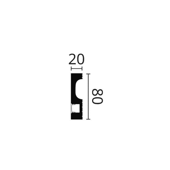 Profil decorativ WALLSTYL IL11 – 80 × 20 mm, 2 m