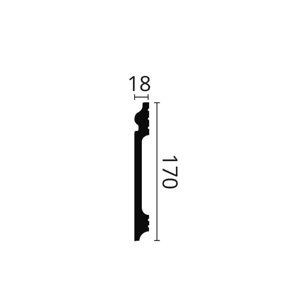 Plintă decorativă WALLSTYL FL17 – 170 × 18 mm, 2 m