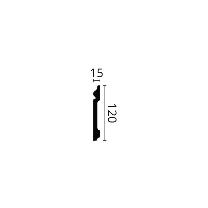 Plintă decorativă WALLSTYL FO1 – 120 × 15 mm, 2 m