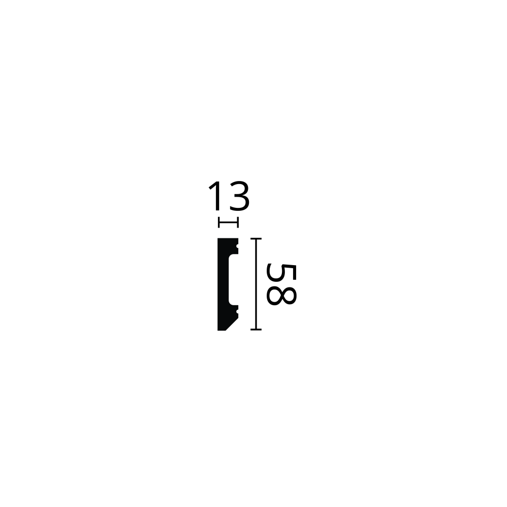 Profil decorativ WALLSTYL FT2 BLACK – 58 × 13 mm, 2 m
