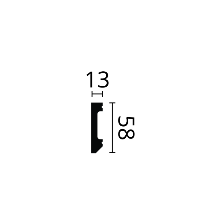 Profil decorativ WALLSTYL FT2 BLACK – 58 × 13 mm, 2 m