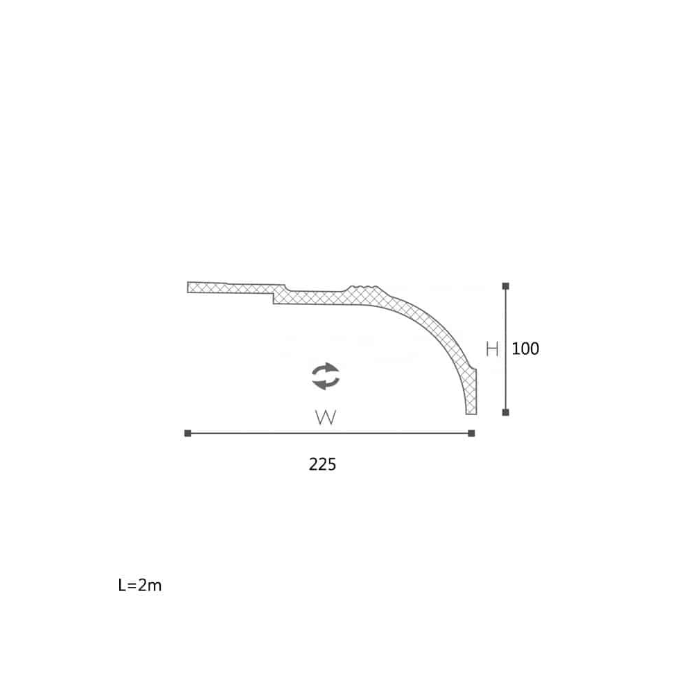 Scafă decorativă ARSTYL AD22 – 225 × 100 mm, 2 m