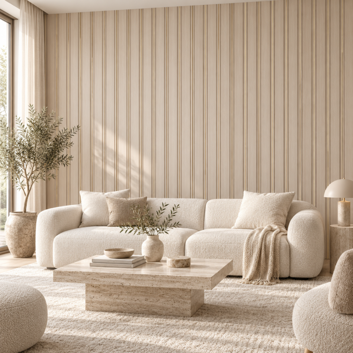 Riflaj decorativ - crem si auriu